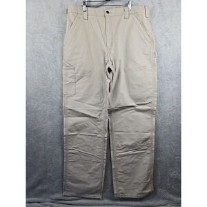 Carhartt Pants Mens 38x34 Beige Canvas Work Dungaree Carpenter Loose Stretch NWT